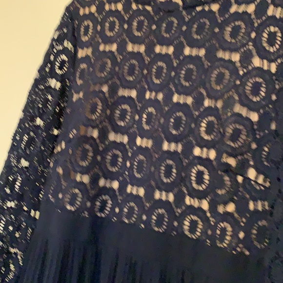Pending •Navy Lace Pleated Dress - Picture 2 of 5